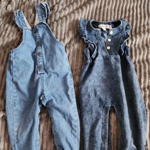 12 mth girl overalls x2 sets